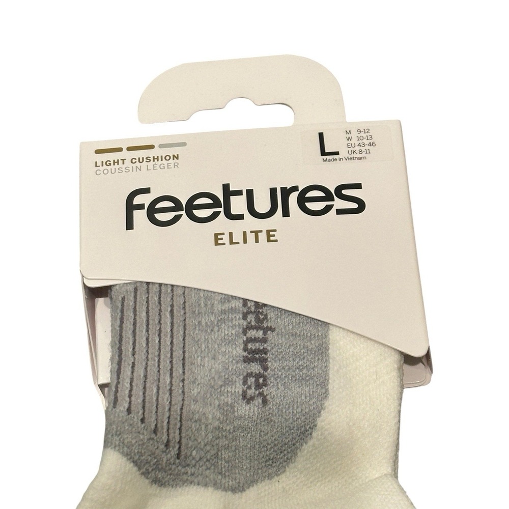Feetures Elite Socks Mens Large 9-12 White Light Cushion No Show Running 1 Pair - Picture 5 of 7